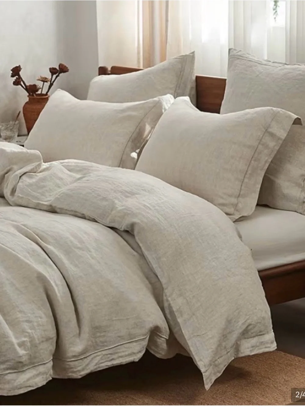 WASHED BELGIAN TEXTURED LINEN DUVET COVER AND 2 STANDARD SHAMS